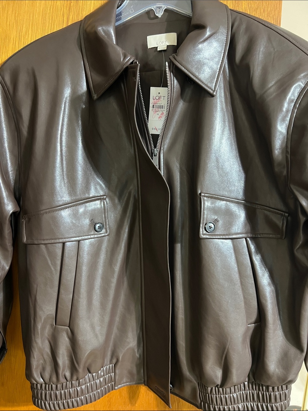 NWT! Loft Faux Leather Oversized Bomber size m